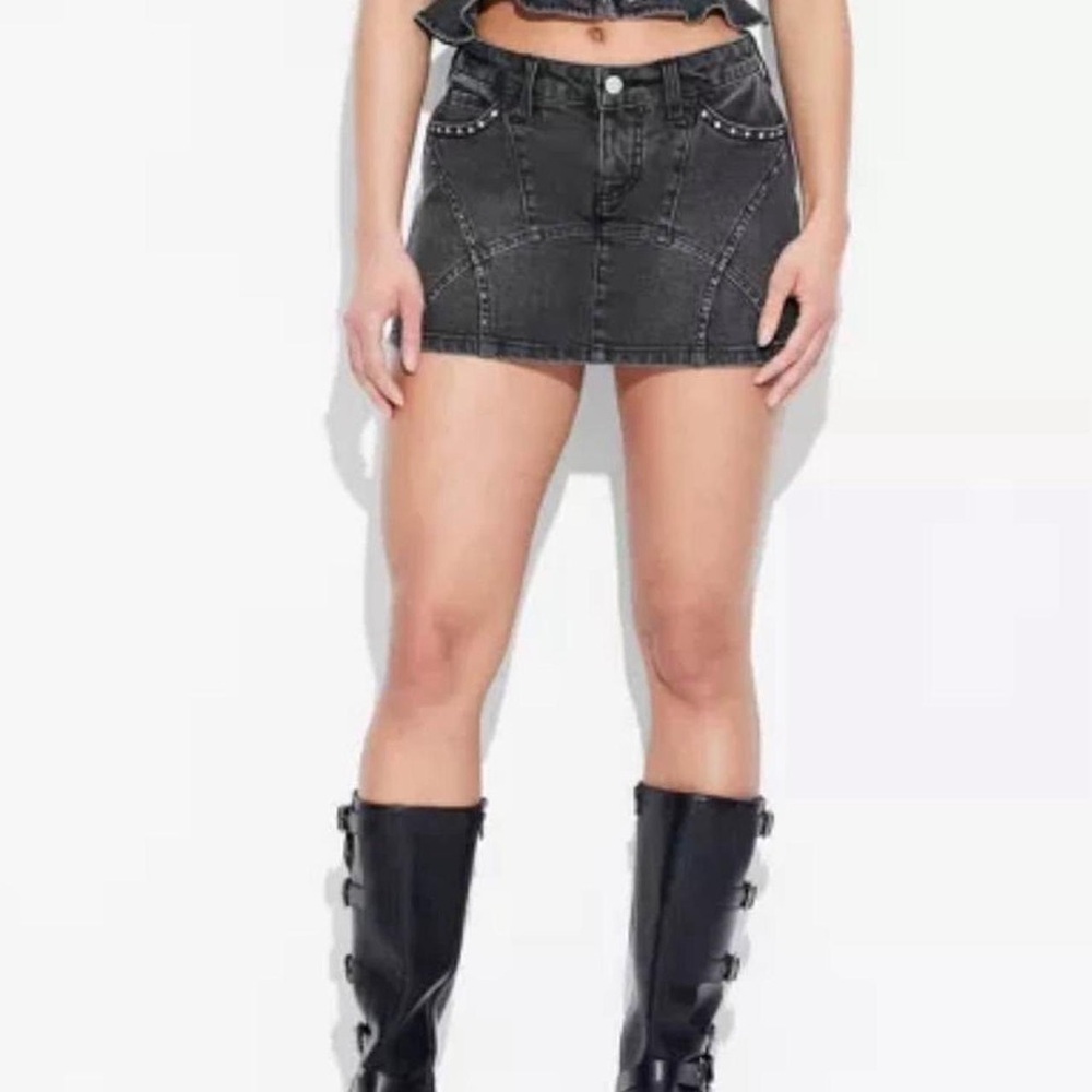 Wild Fable Studded Western Mini Micro Skirt in Black Wash